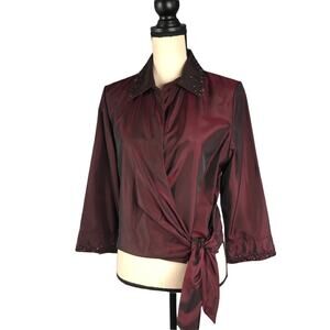 Zola Evening burgundy beaded blazer 10